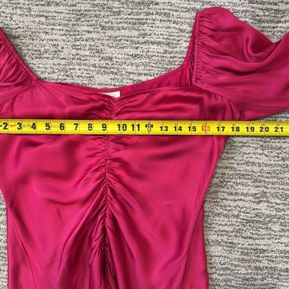 NWT Rococo Sand Hot Pink Barbiecore Satin Ruched Poppy Mini Dress Large - Picture 10 of 16